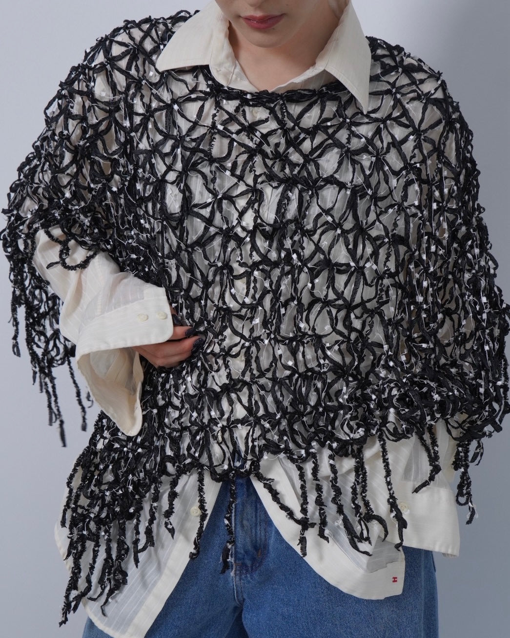 fringe design poncho