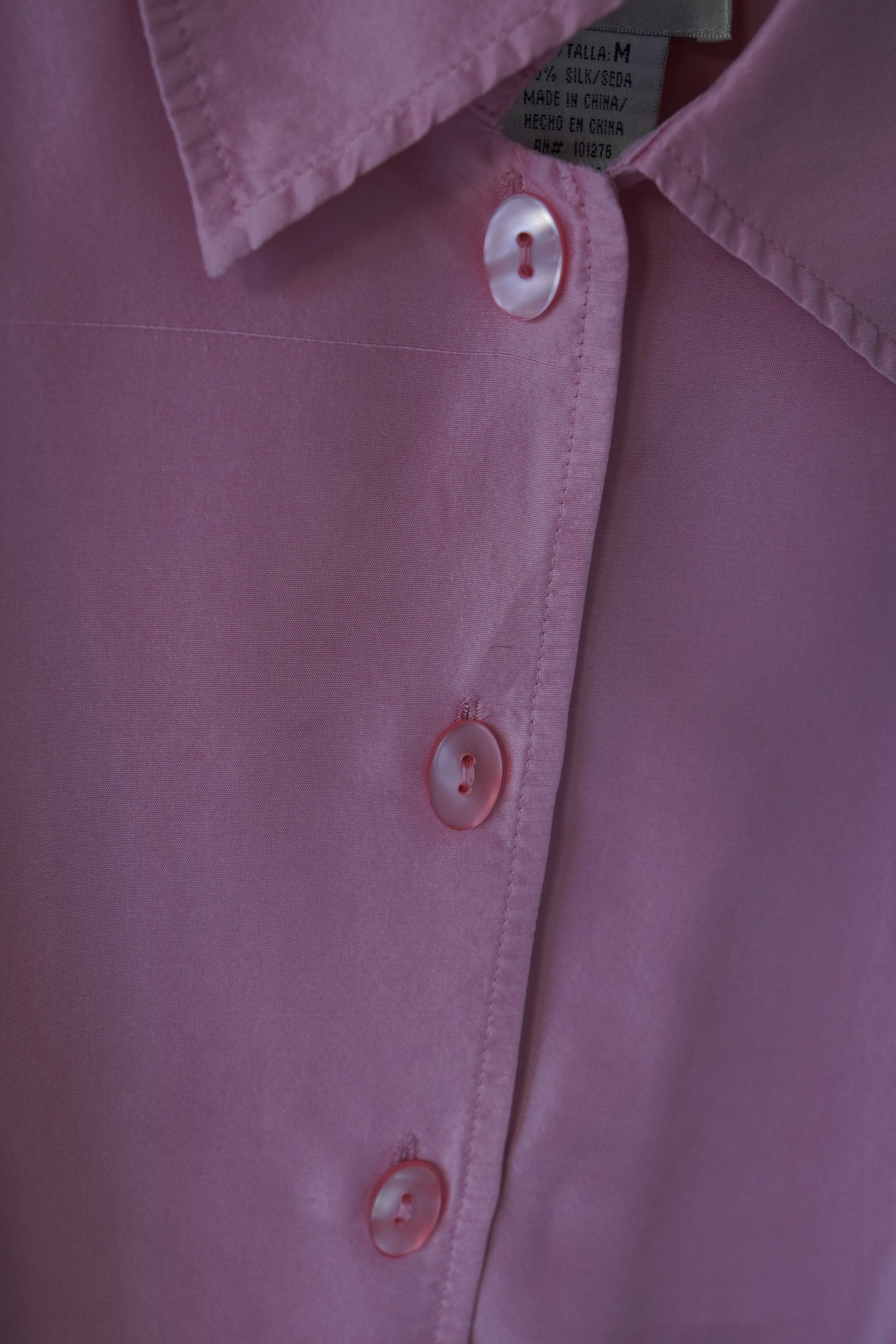 pink silk shirt