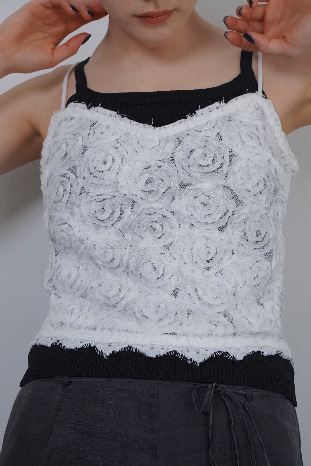 flower tule cami tops