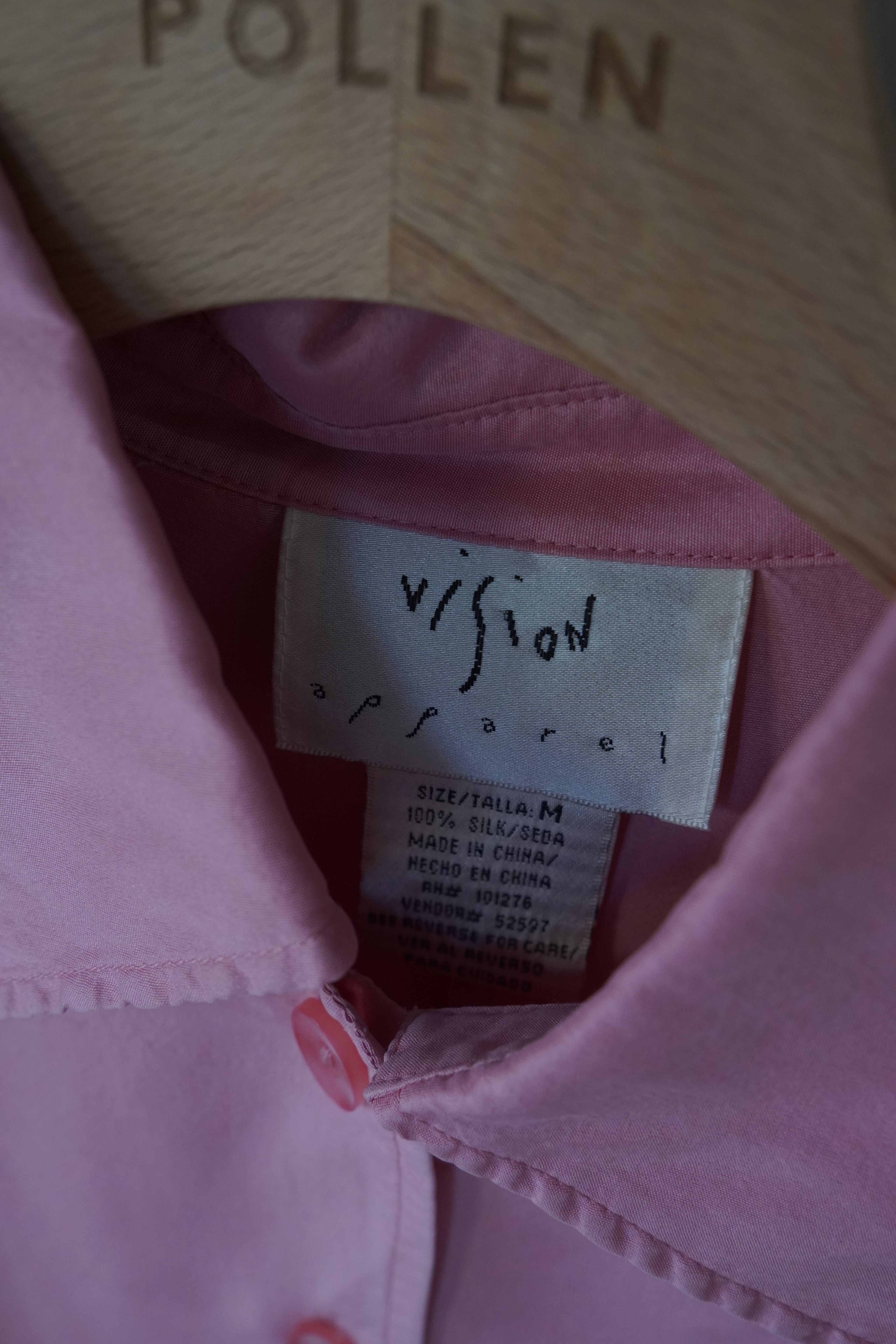 pink silk shirt