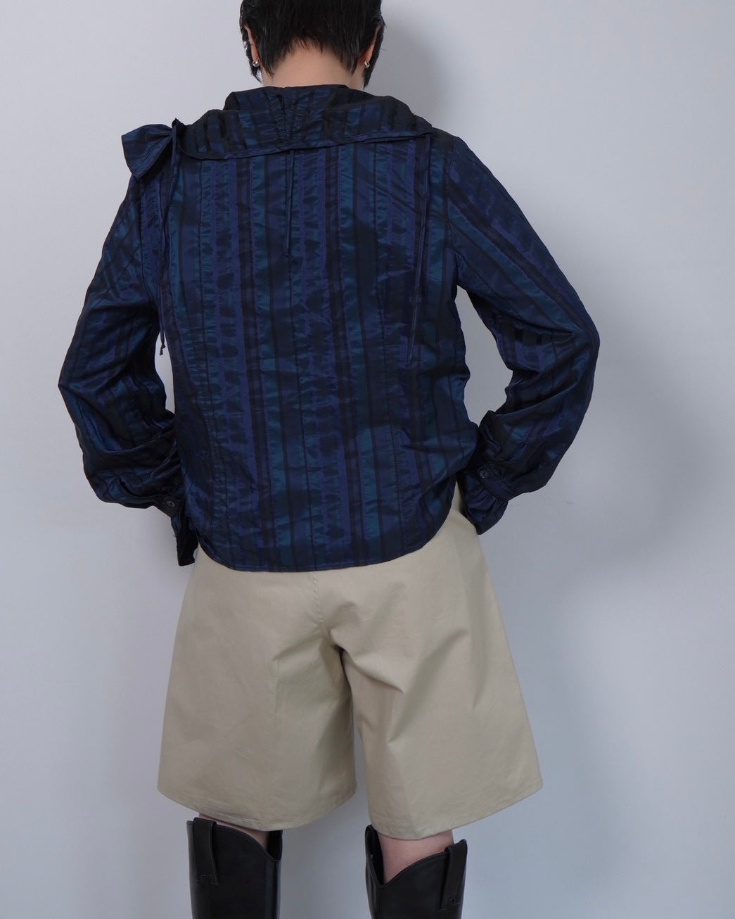 stripe frill design blouse