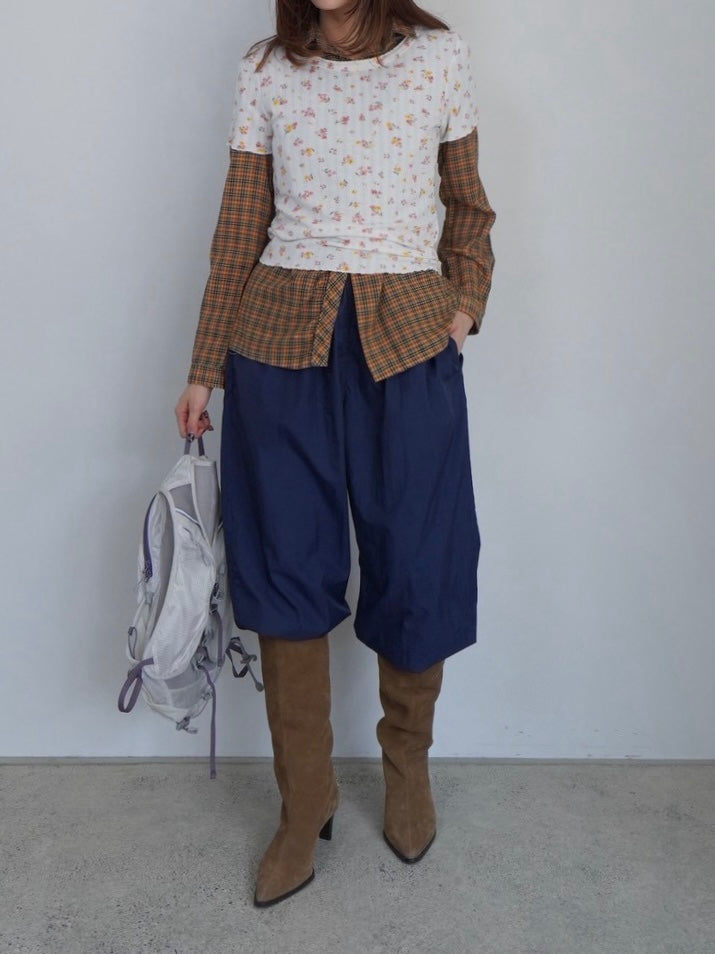 flower half T-shirt