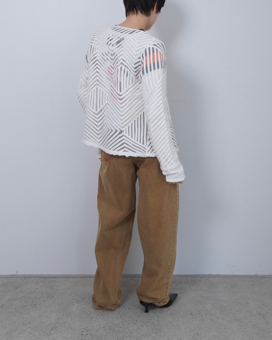 sheer design zipper blouson