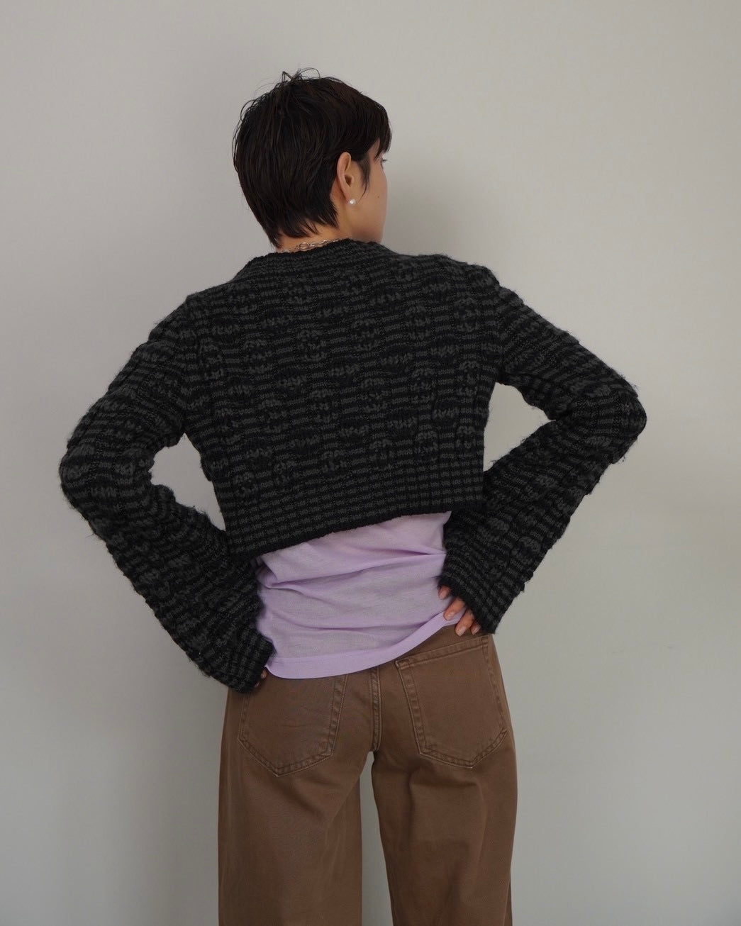 cropped length knit cardigan
