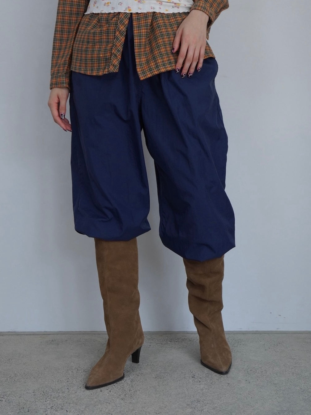 navy nylon pants