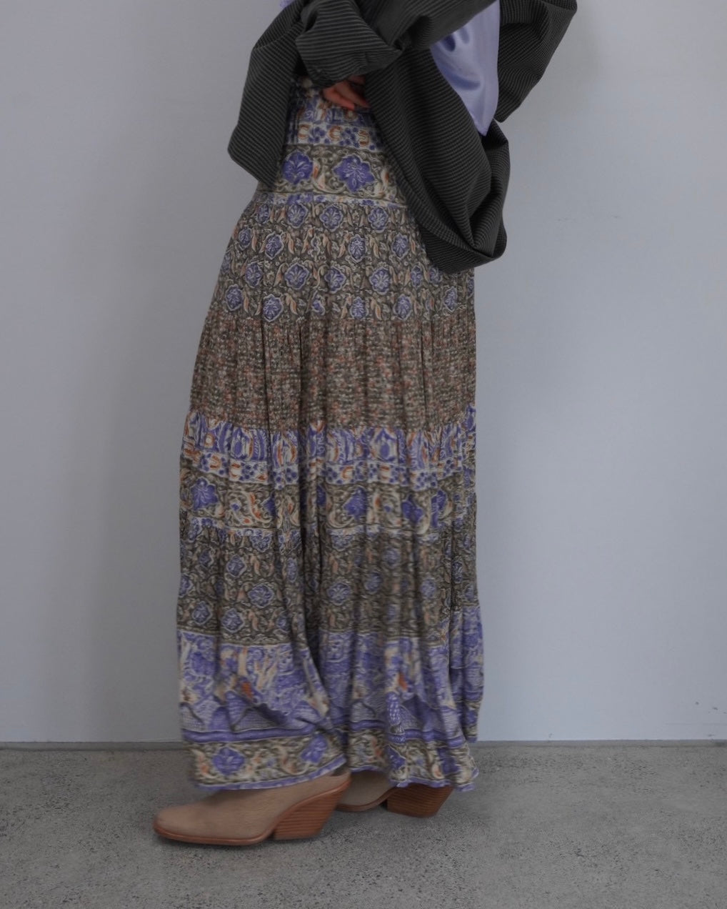 paisley tiered skirt