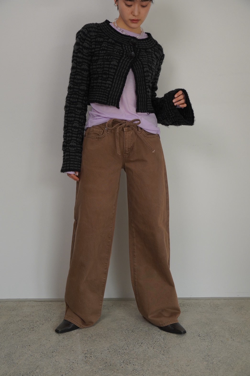 cropped length knit cardigan