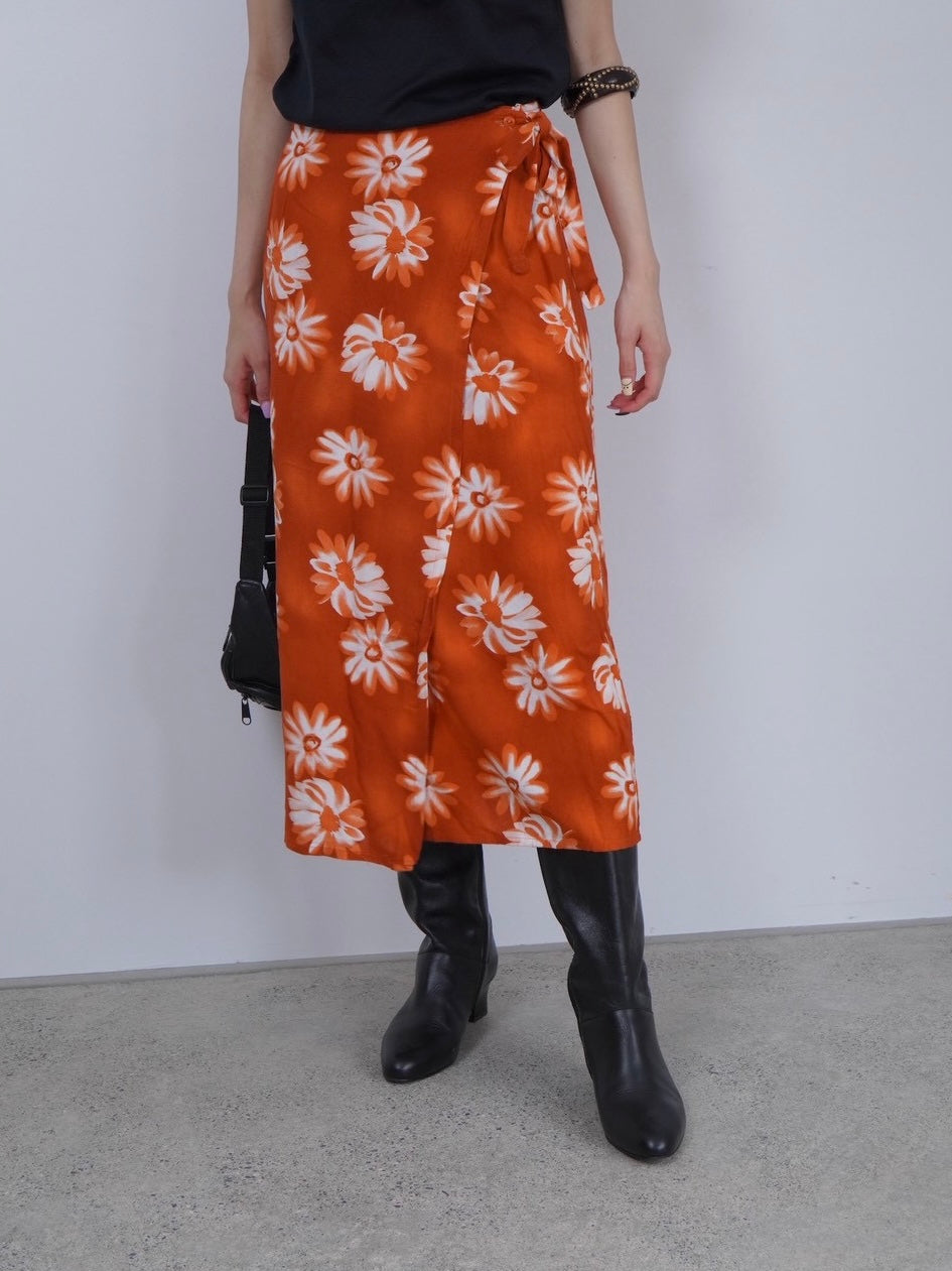 flower pattern wrap skirt