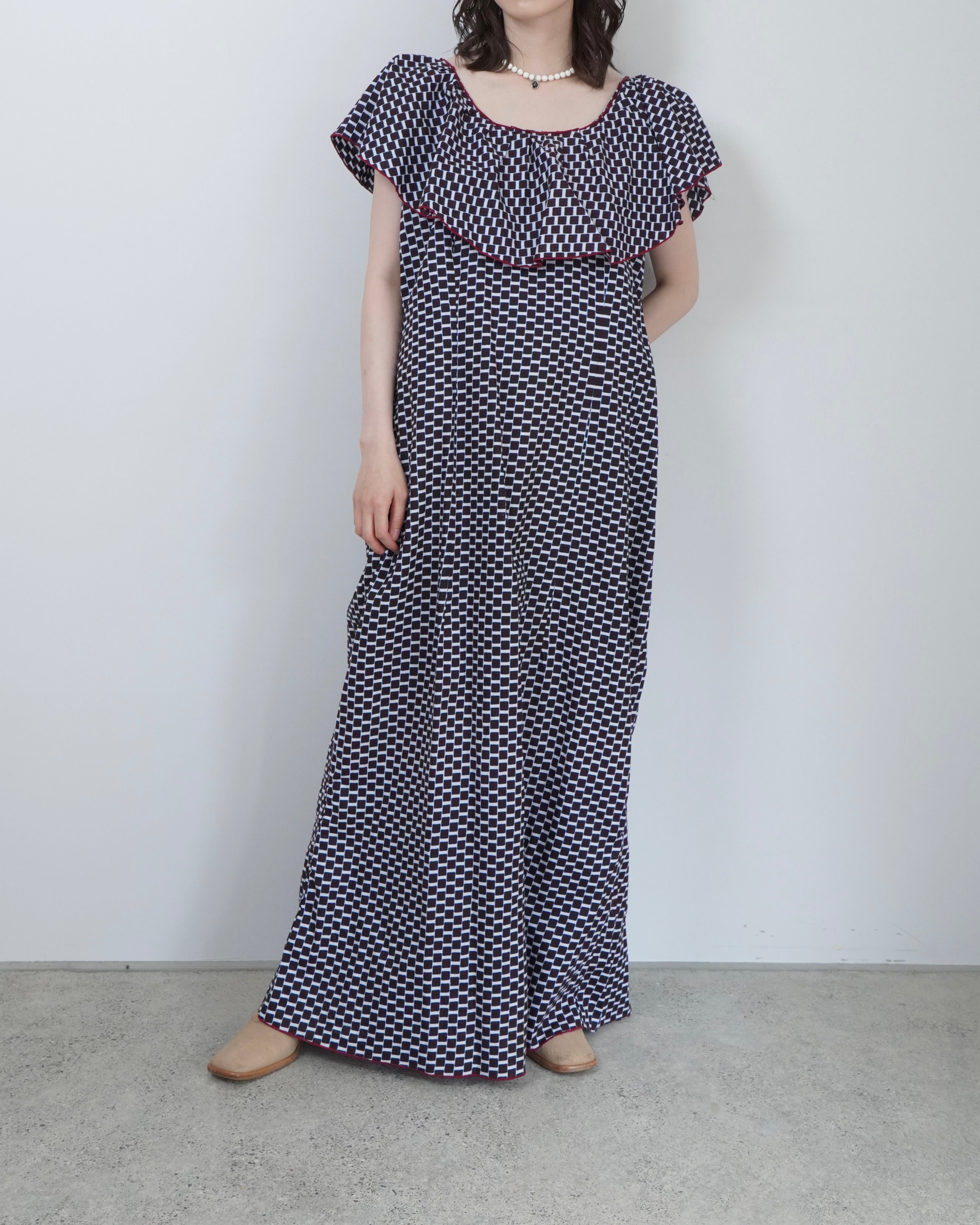 batik frill one piece
