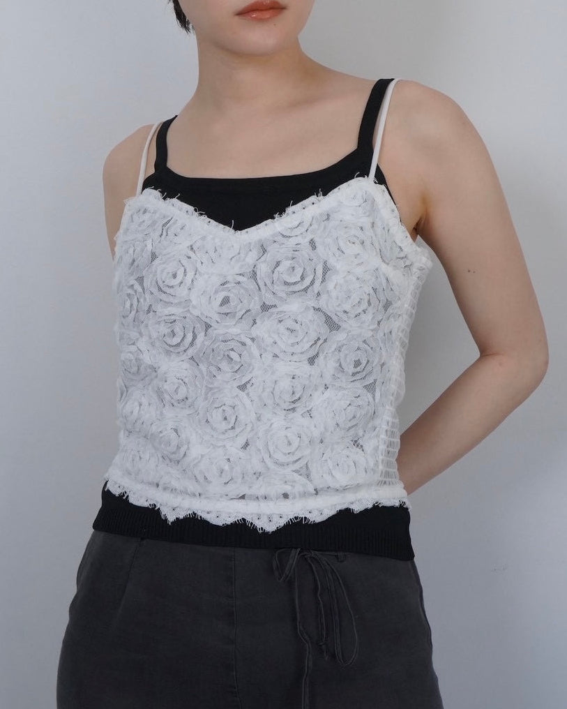 flower tule cami tops
