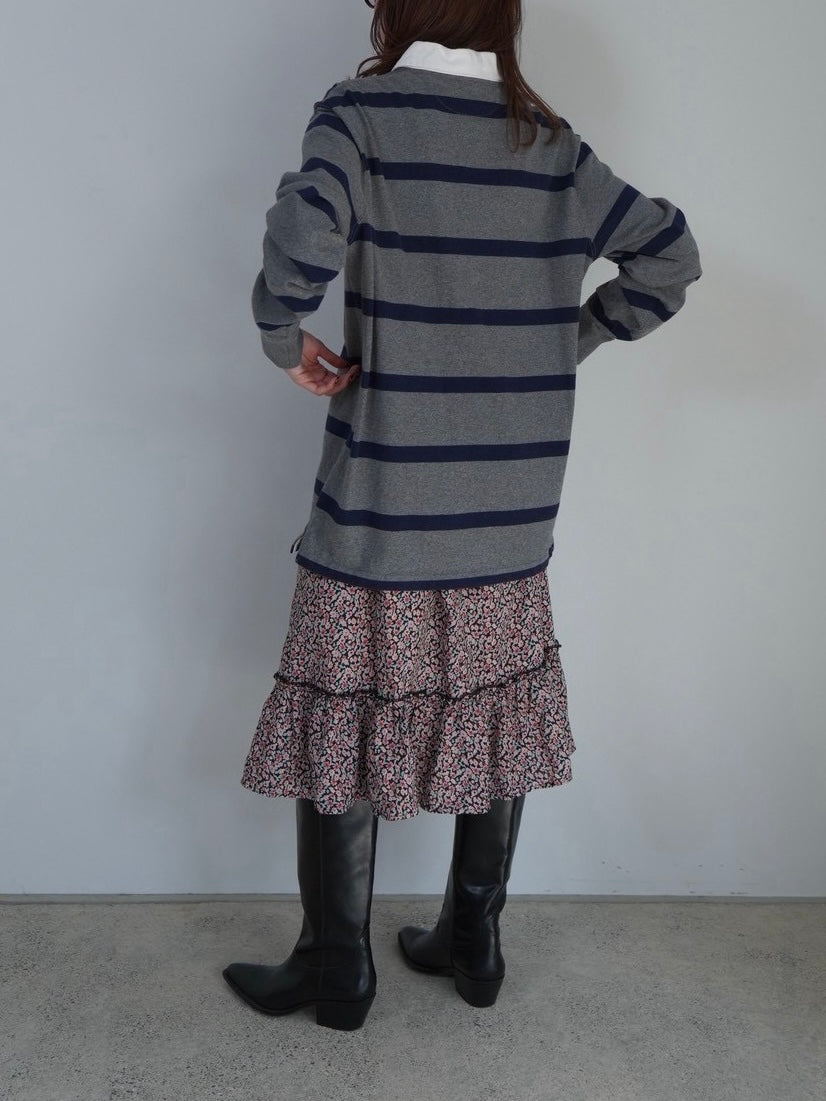 flower pattern tired skirt