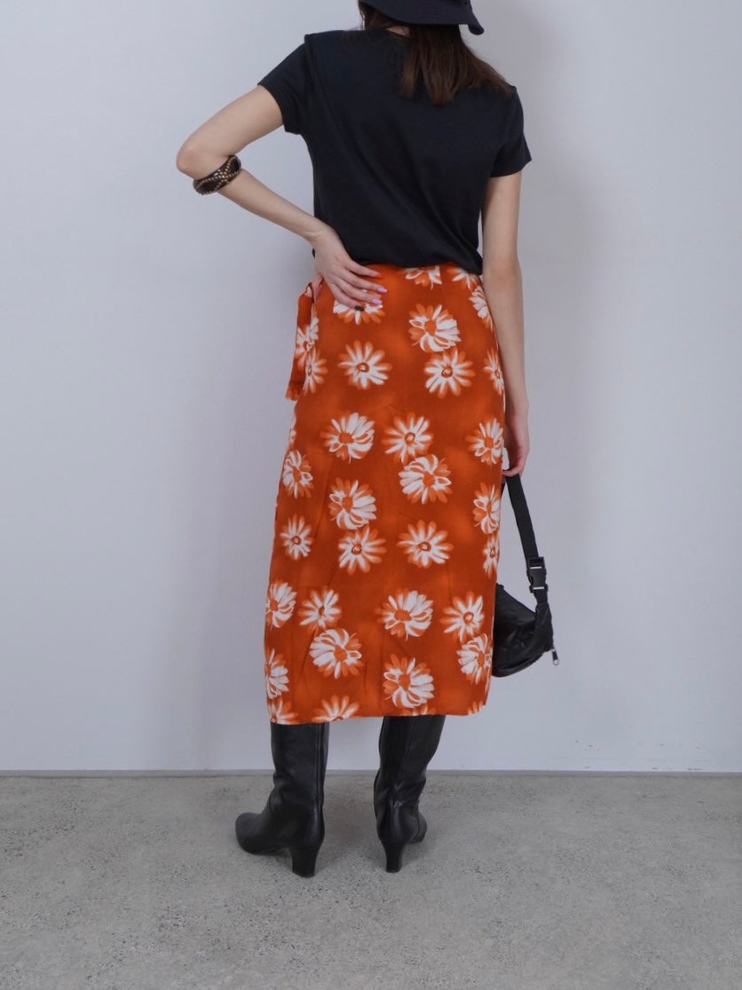 flower pattern wrap skirt