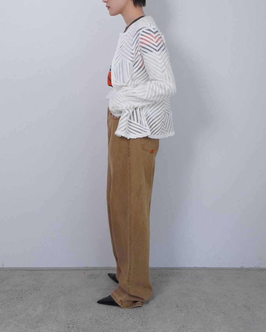 sheer design zipper blouson