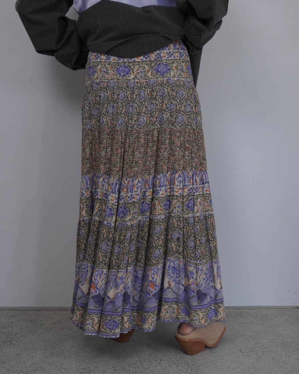 paisley tiered skirt