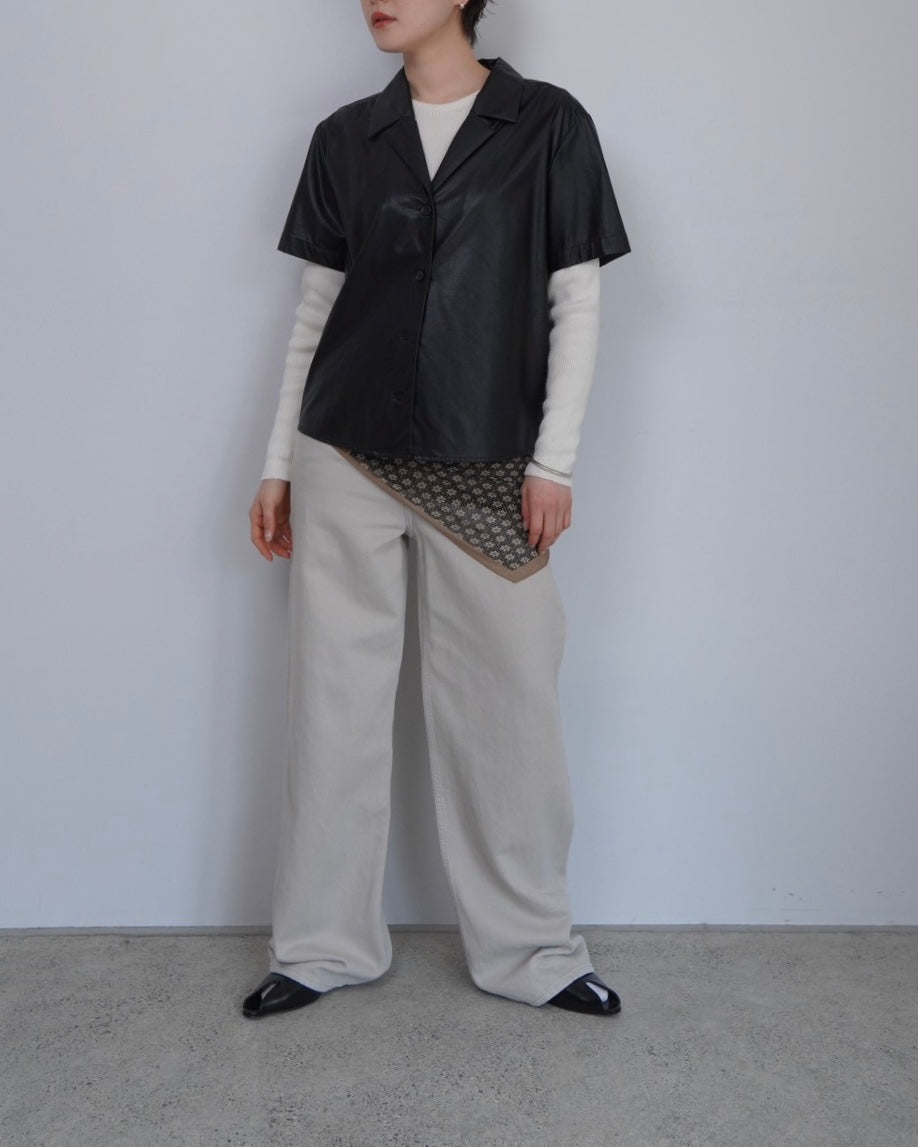 leather half sleeve shirt