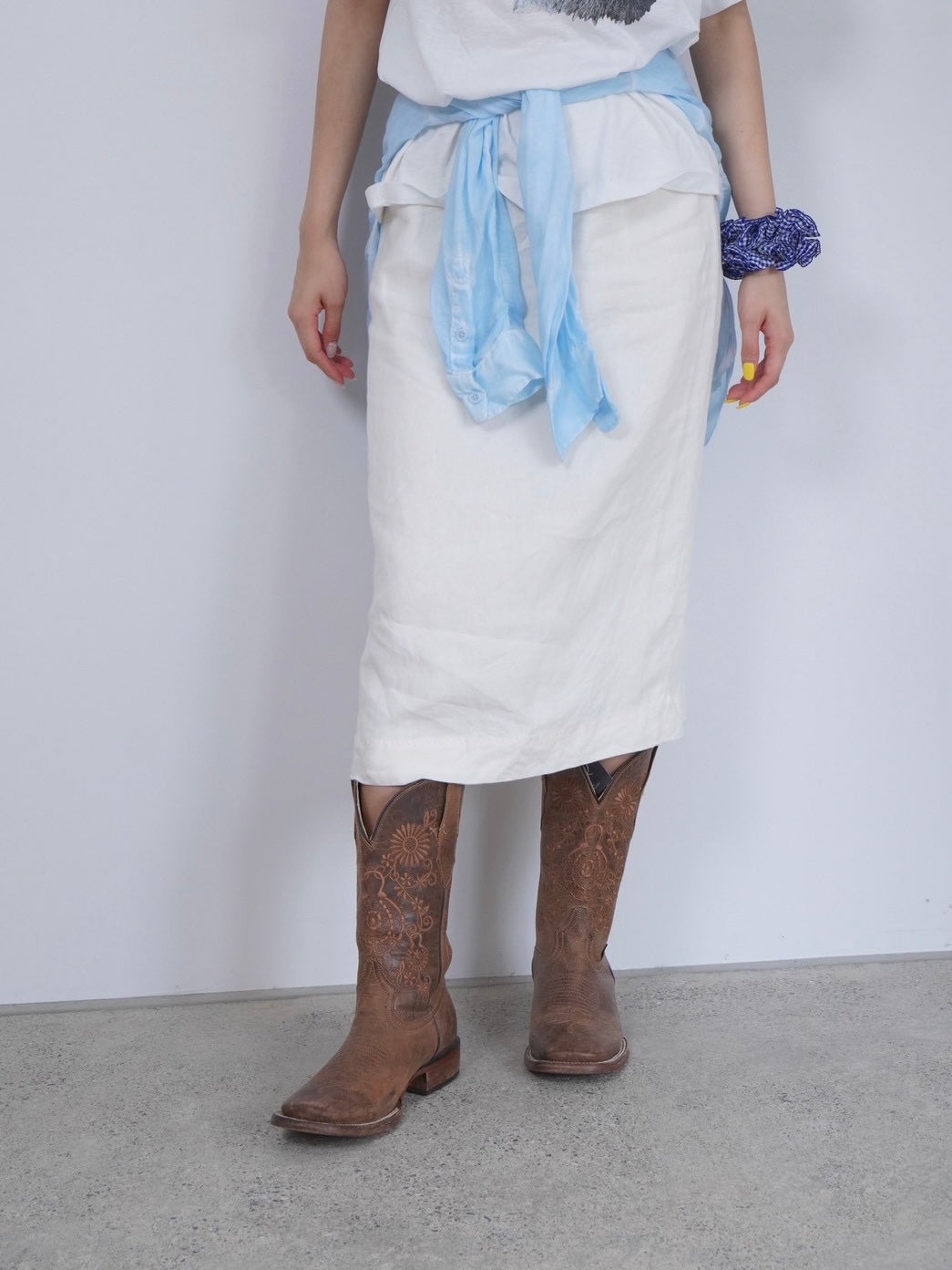 linen straight tight skirt