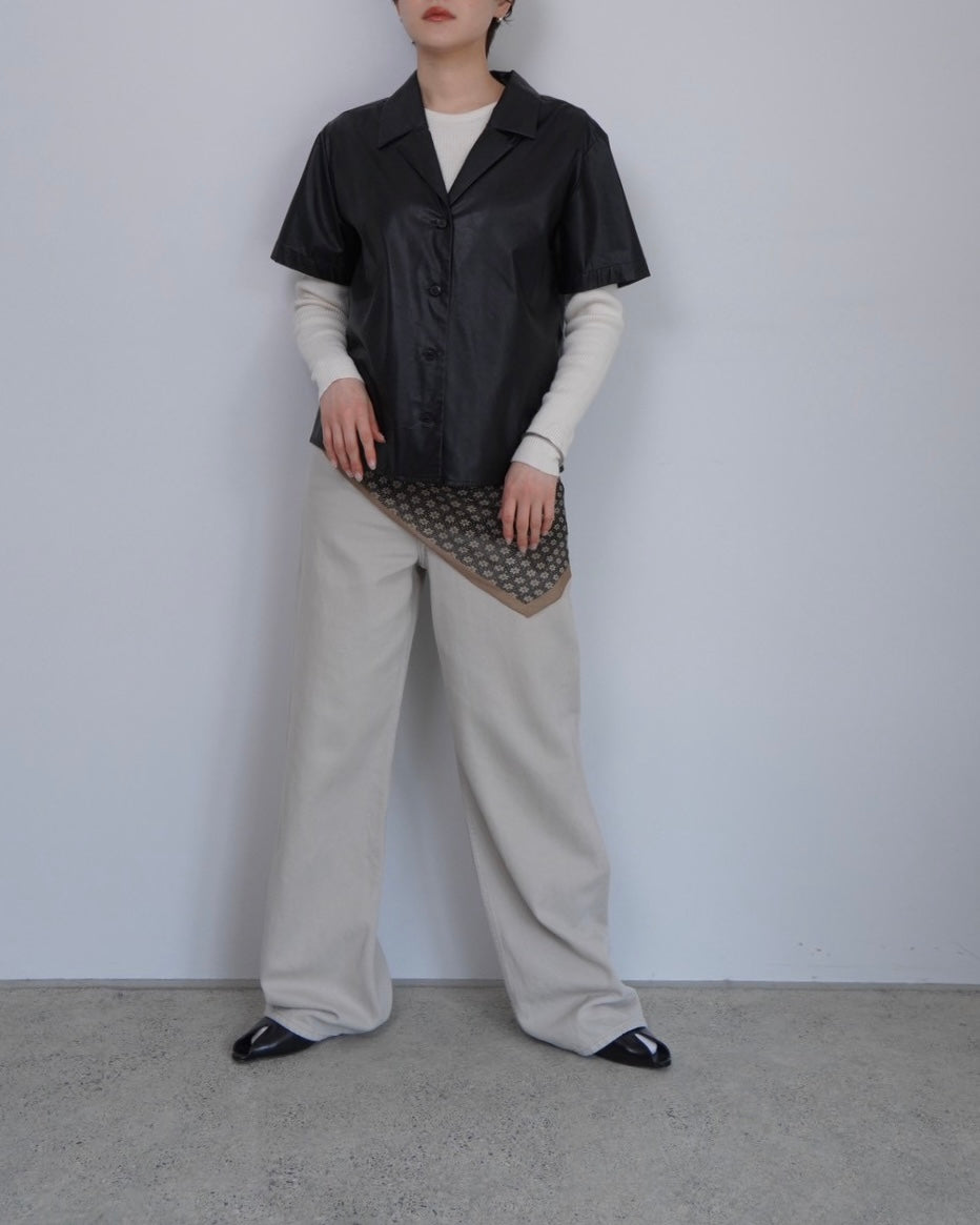 leather half sleeve shirt