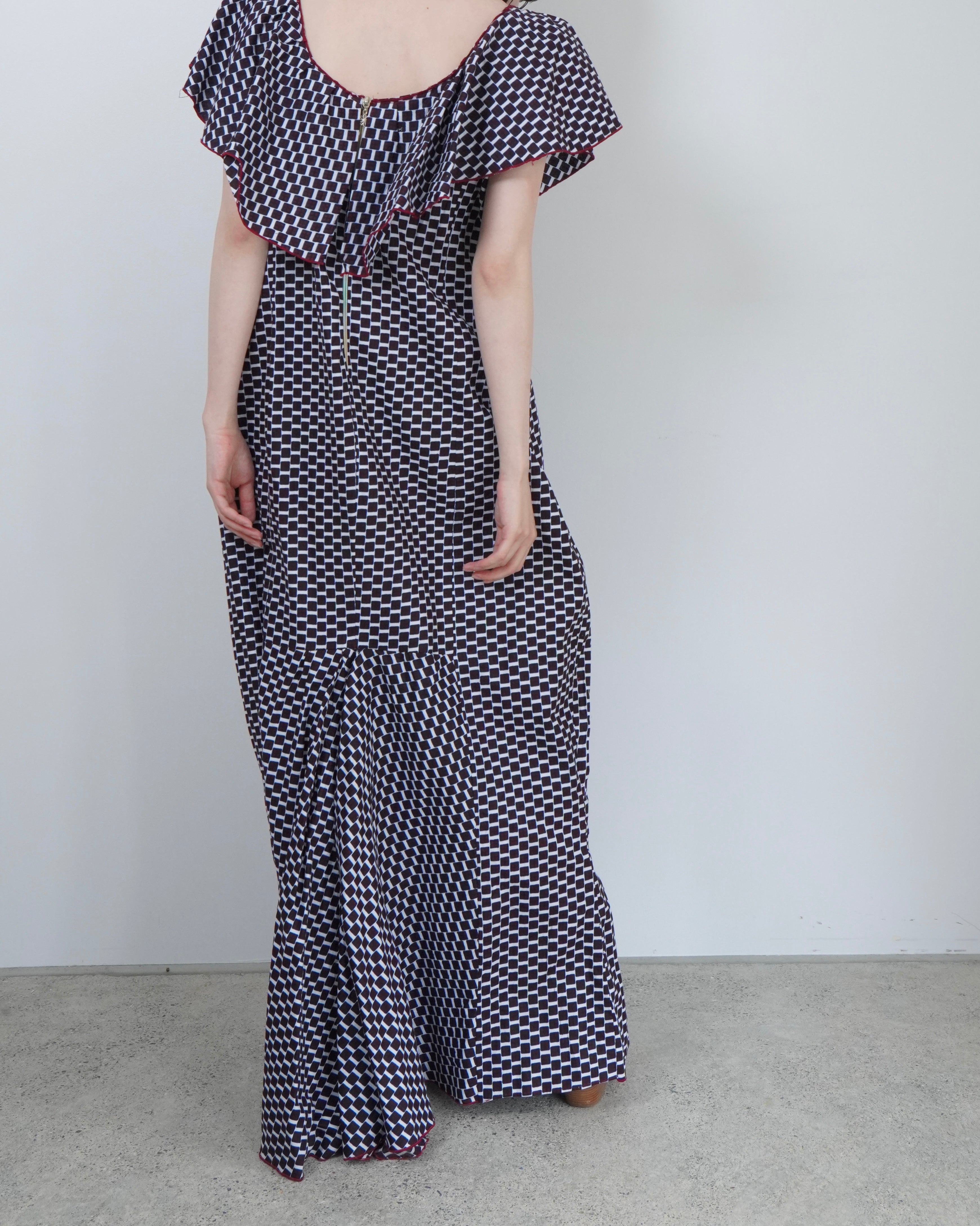 batik frill one piece