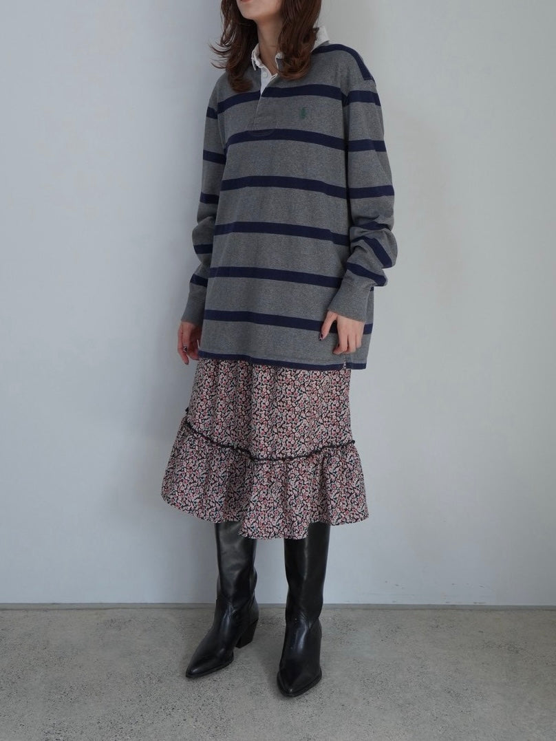 flower pattern tired skirt