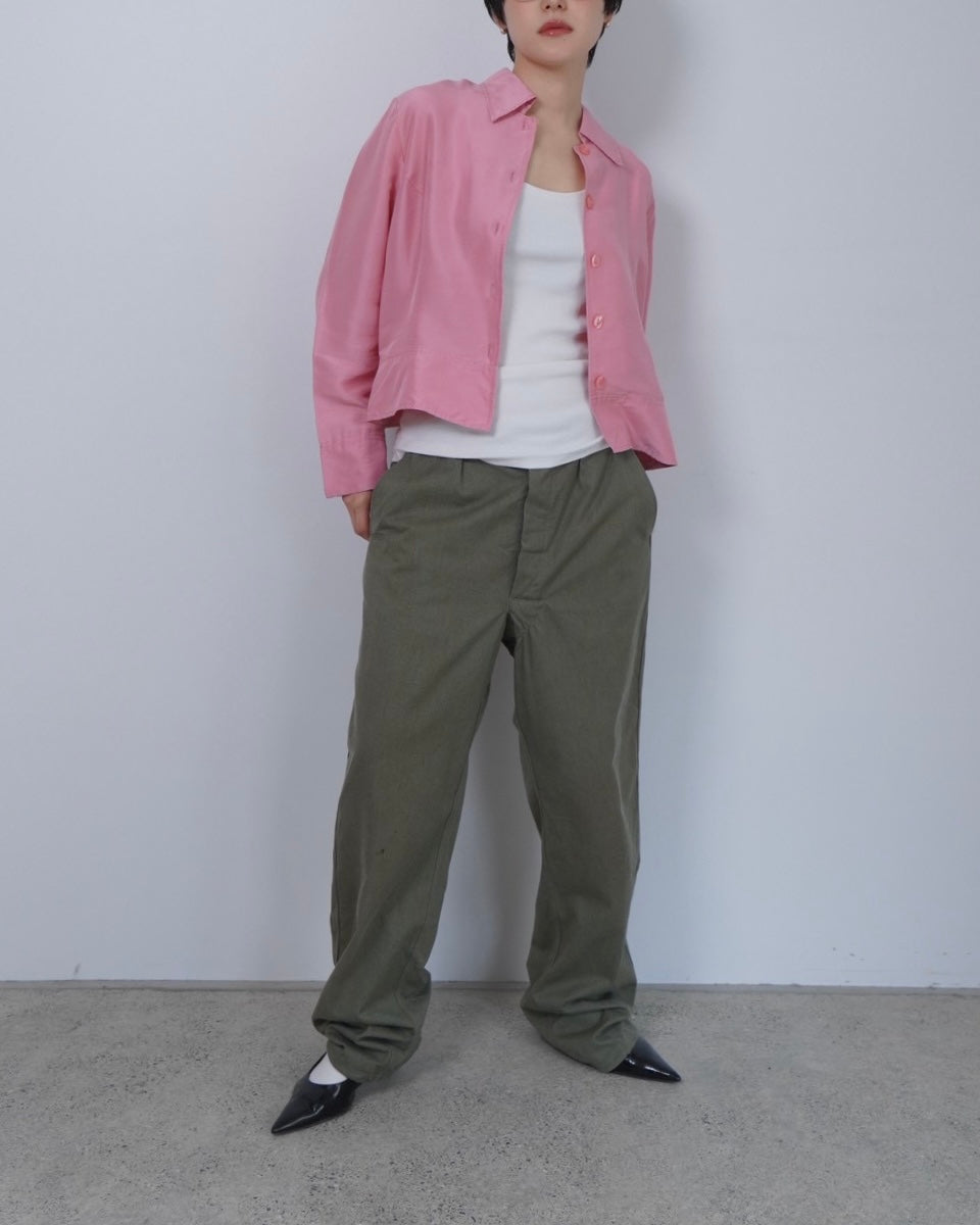 pink silk shirt
