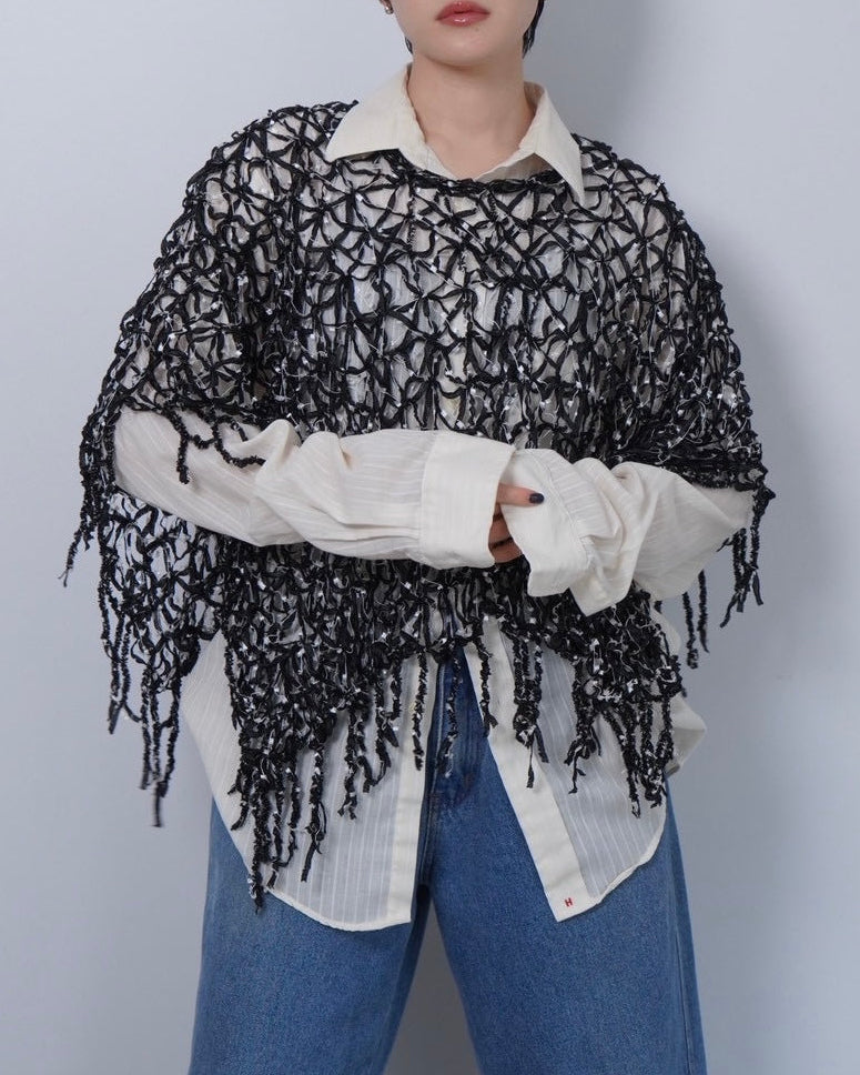 fringe design poncho