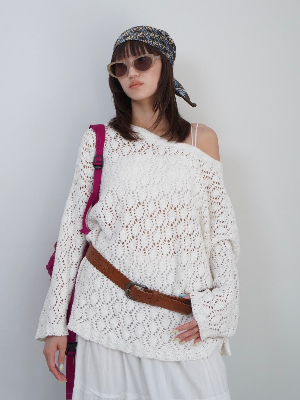 loose mesh knit tops
