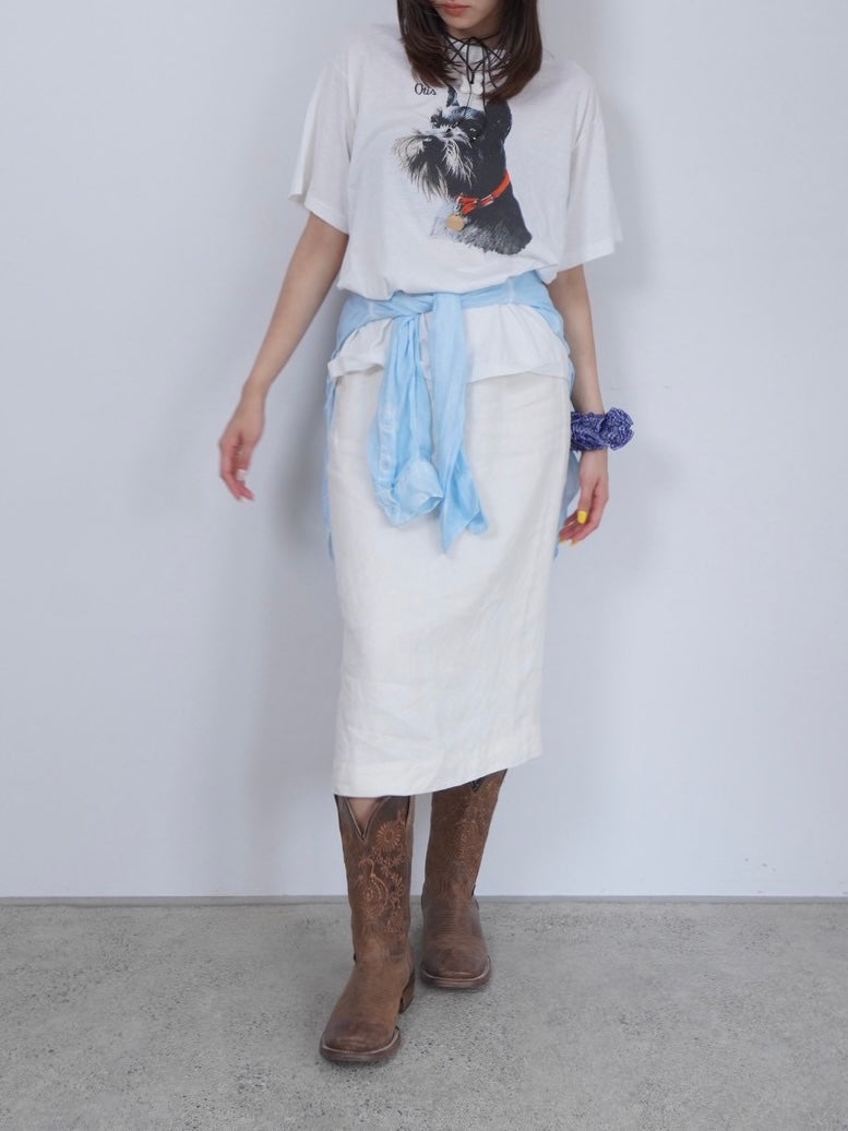 linen straight tight skirt