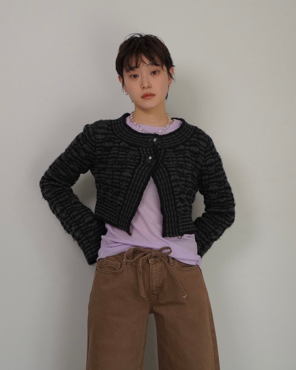 cropped length knit cardigan