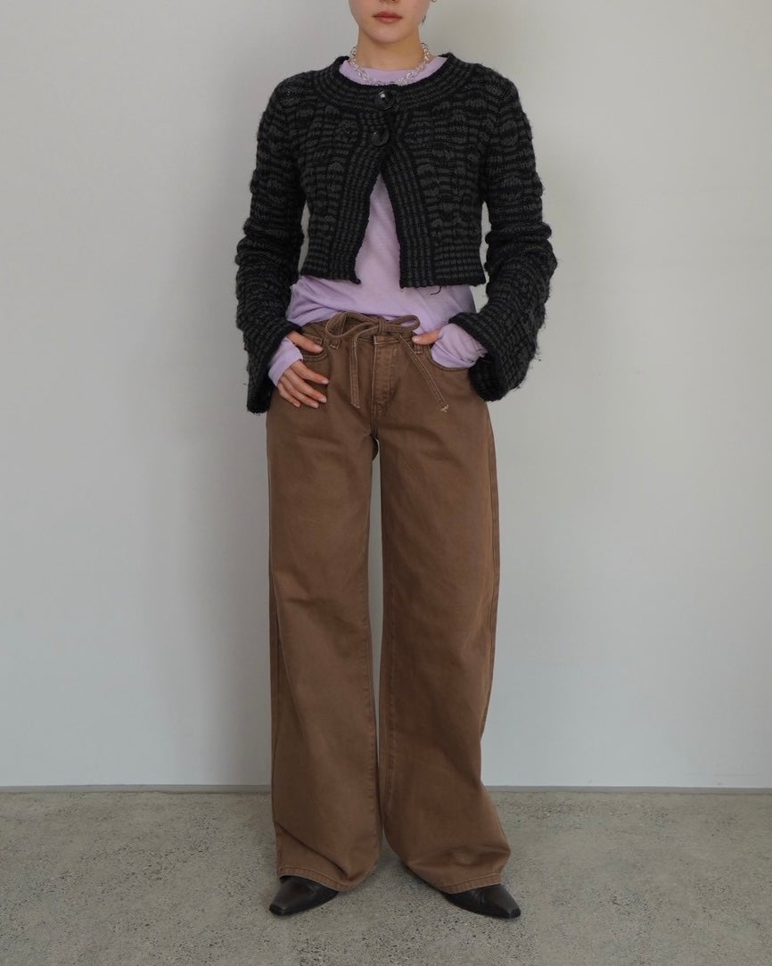 cropped length knit cardigan