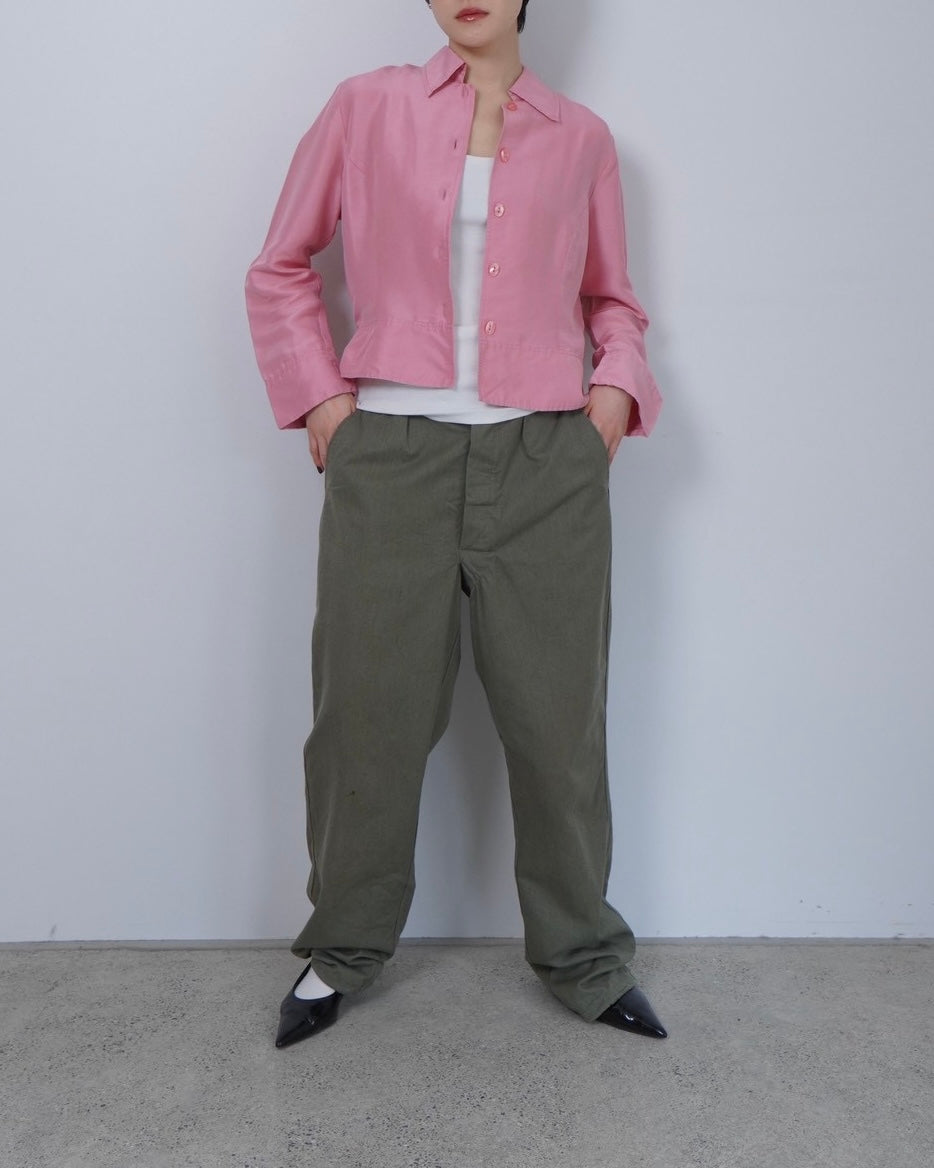 pink silk shirt