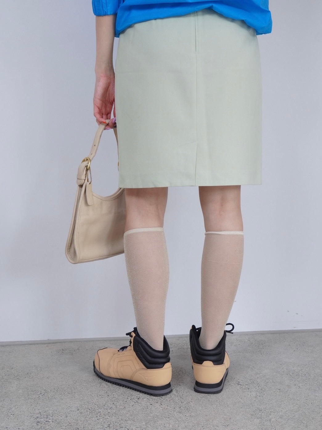 pale green mini skirt