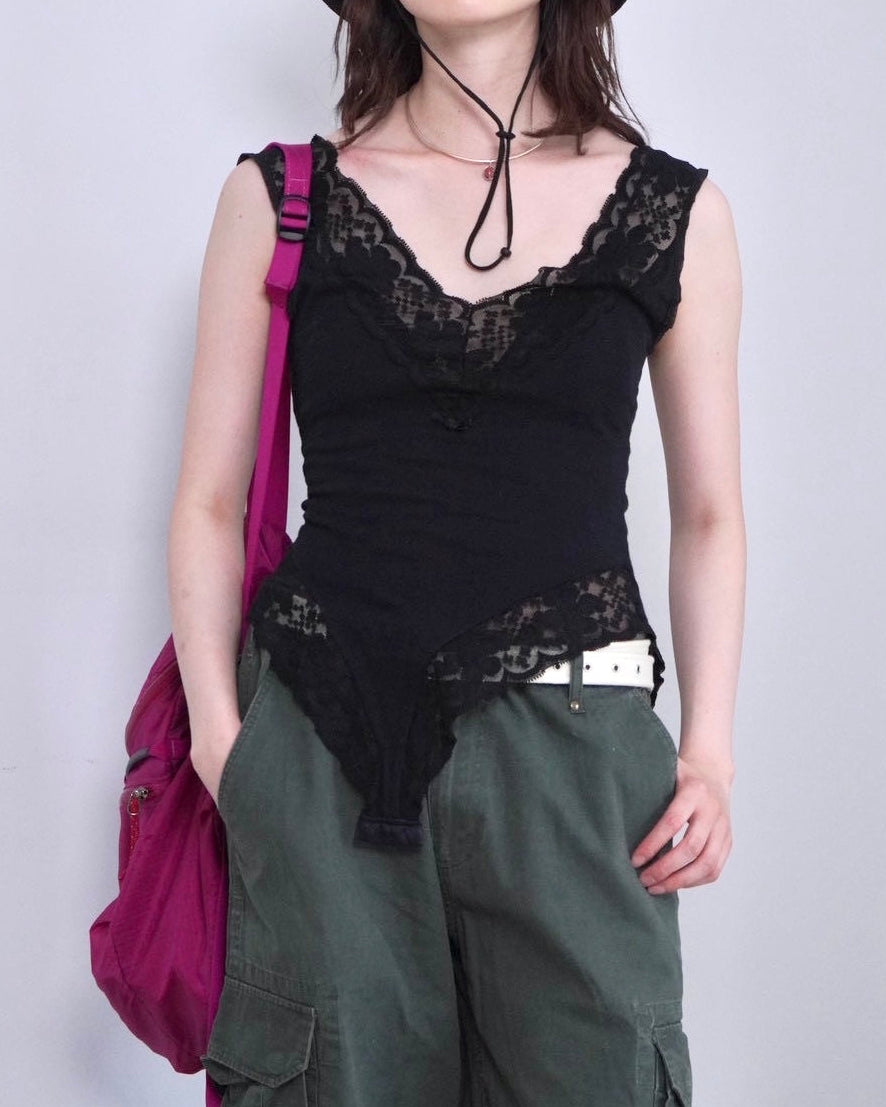 black lace body suit