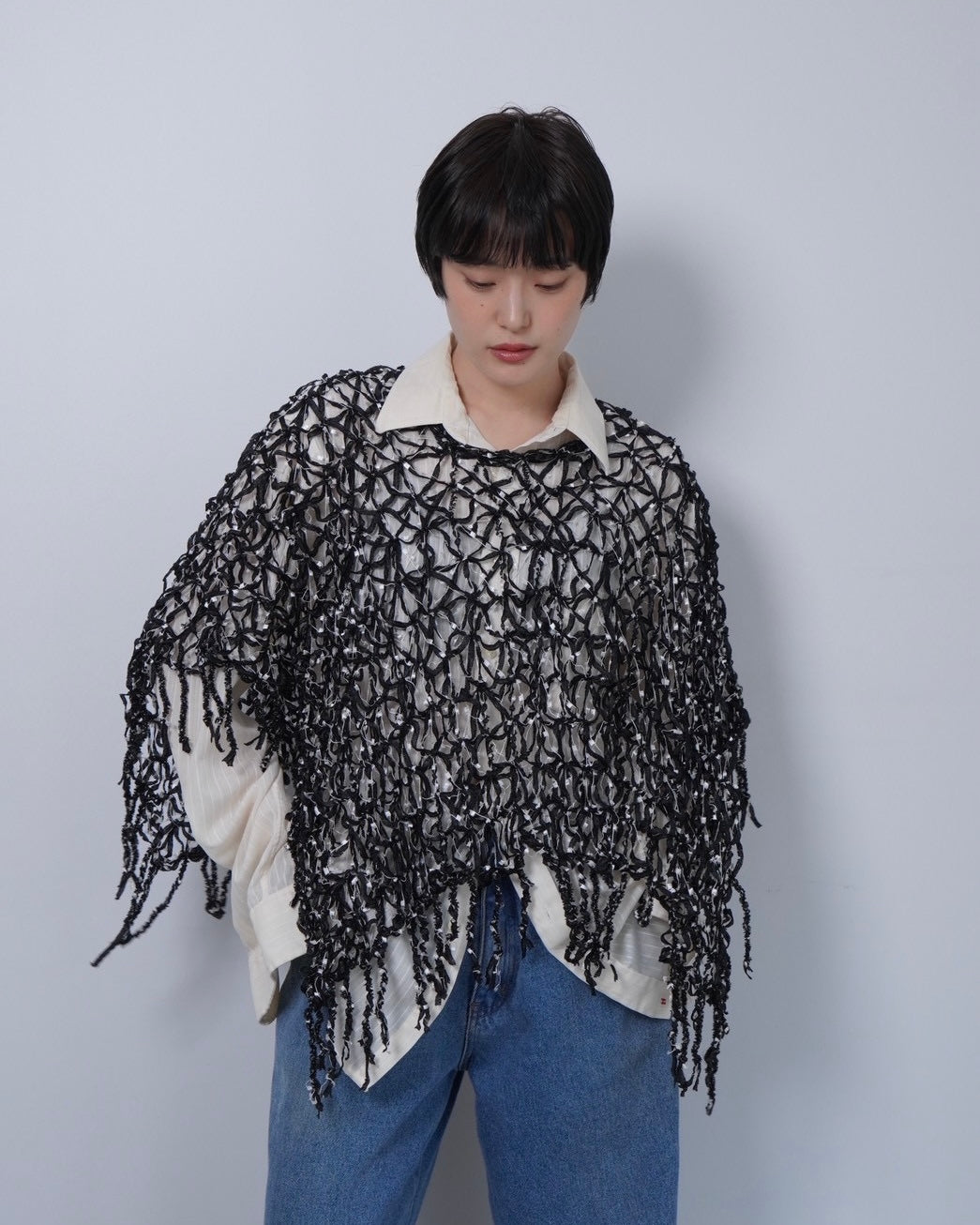 fringe design poncho