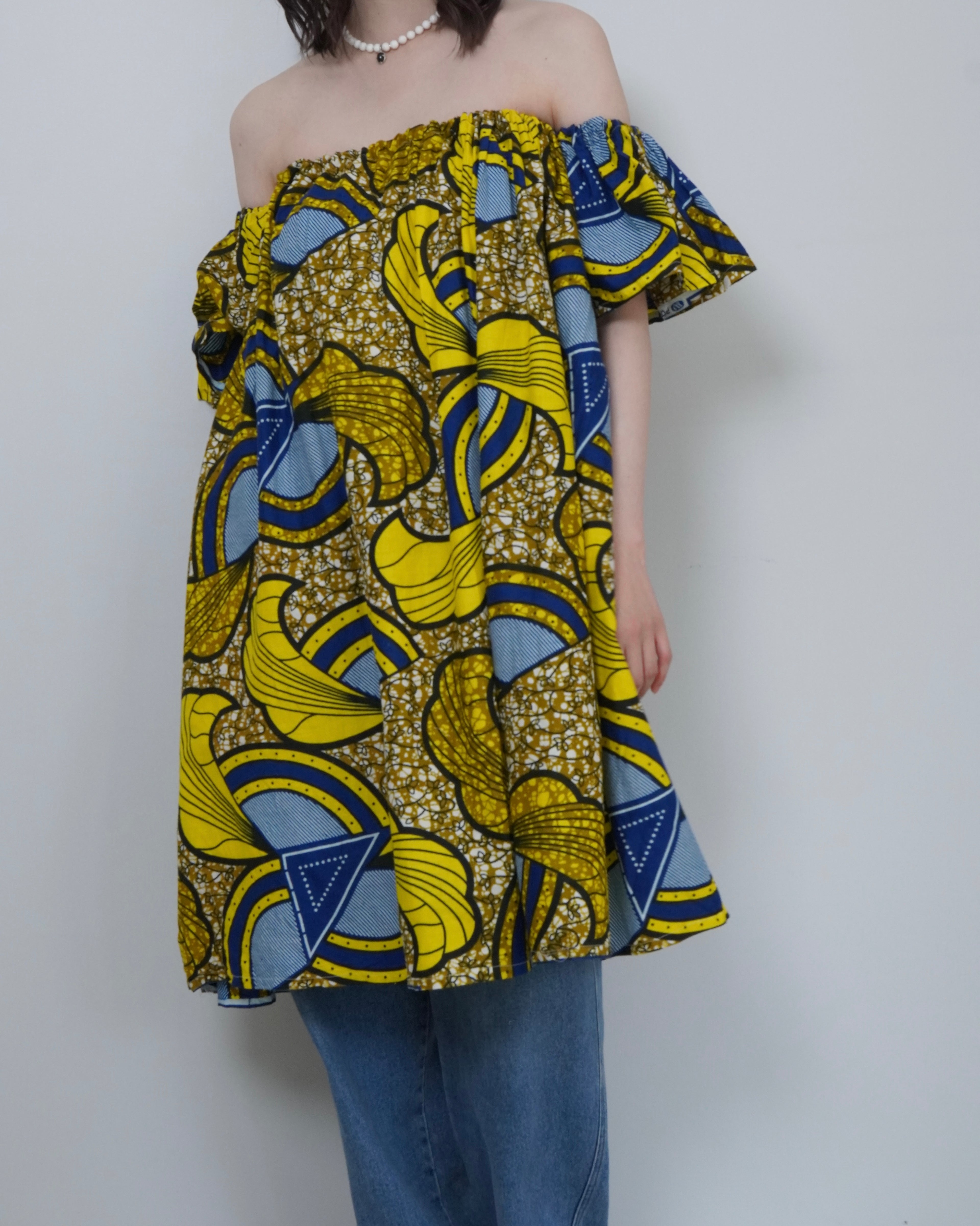 off shoulder batik one piece