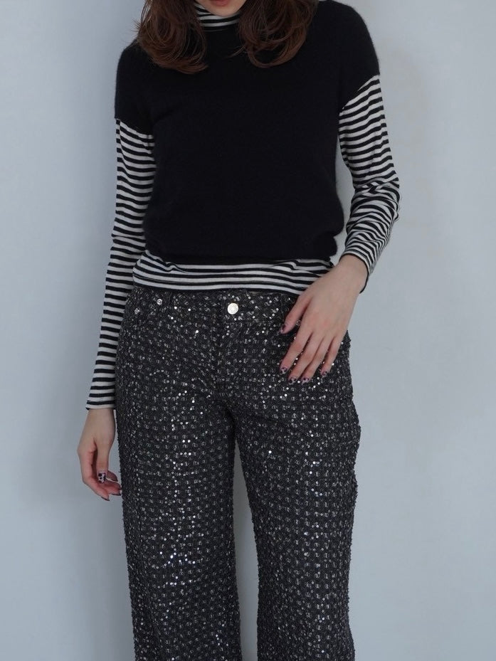 cashmere half sleeve knit tops