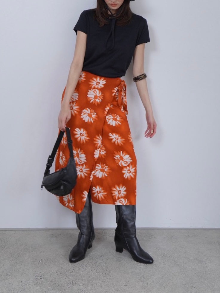 flower pattern wrap skirt