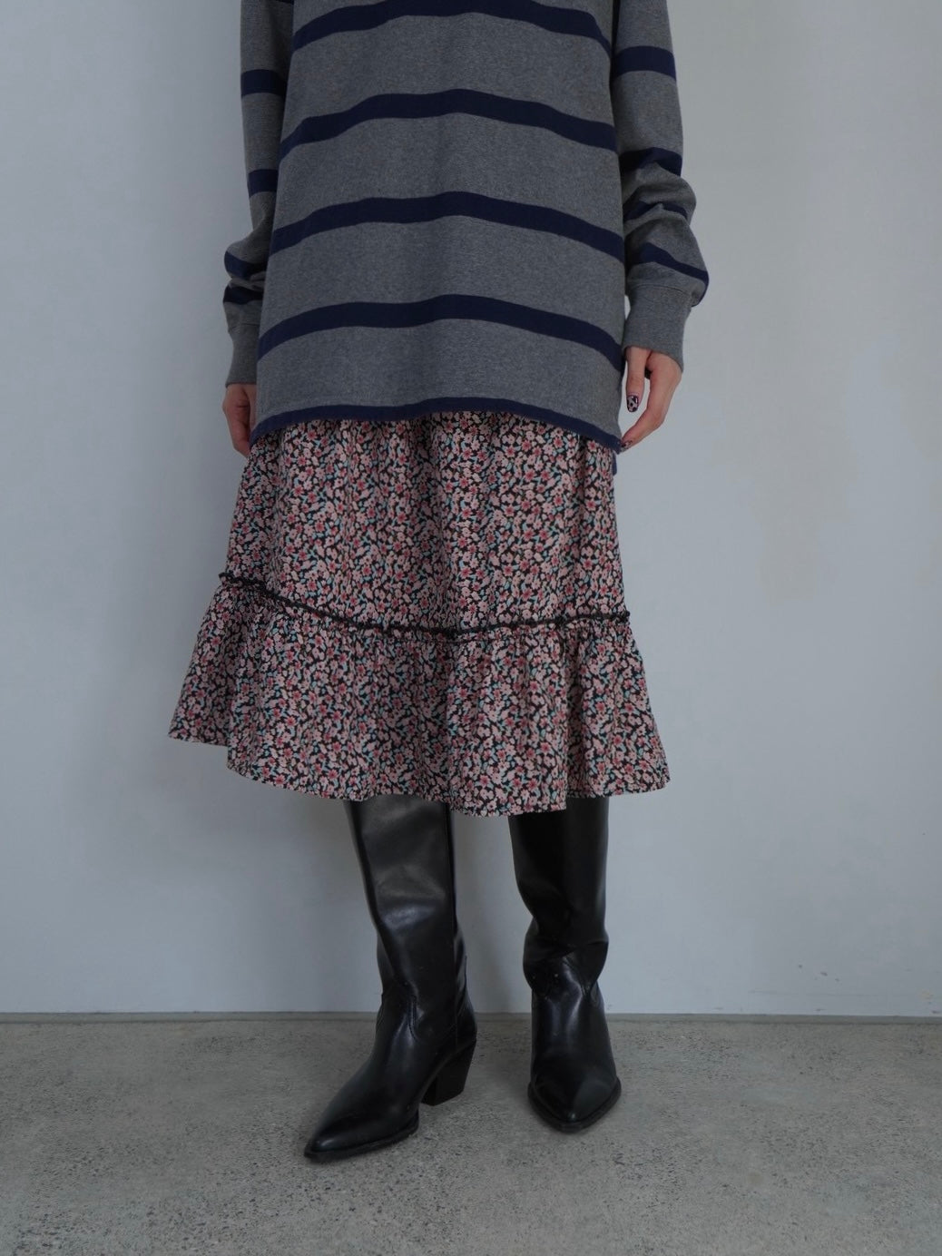 flower pattern tired skirt
