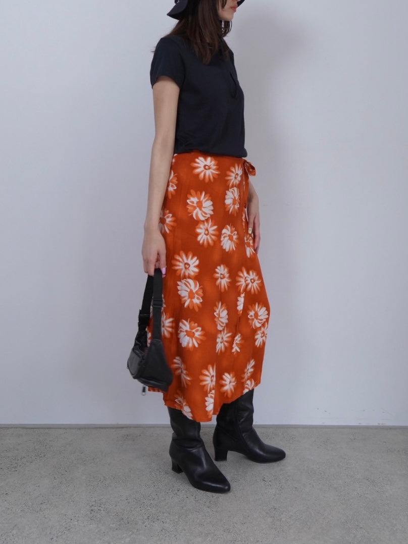 flower pattern wrap skirt