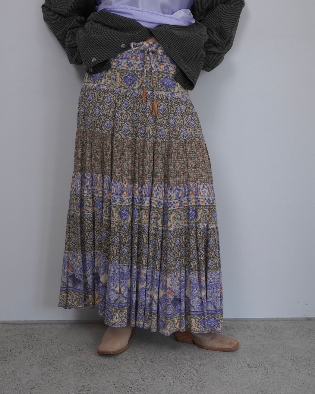 paisley tiered skirt
