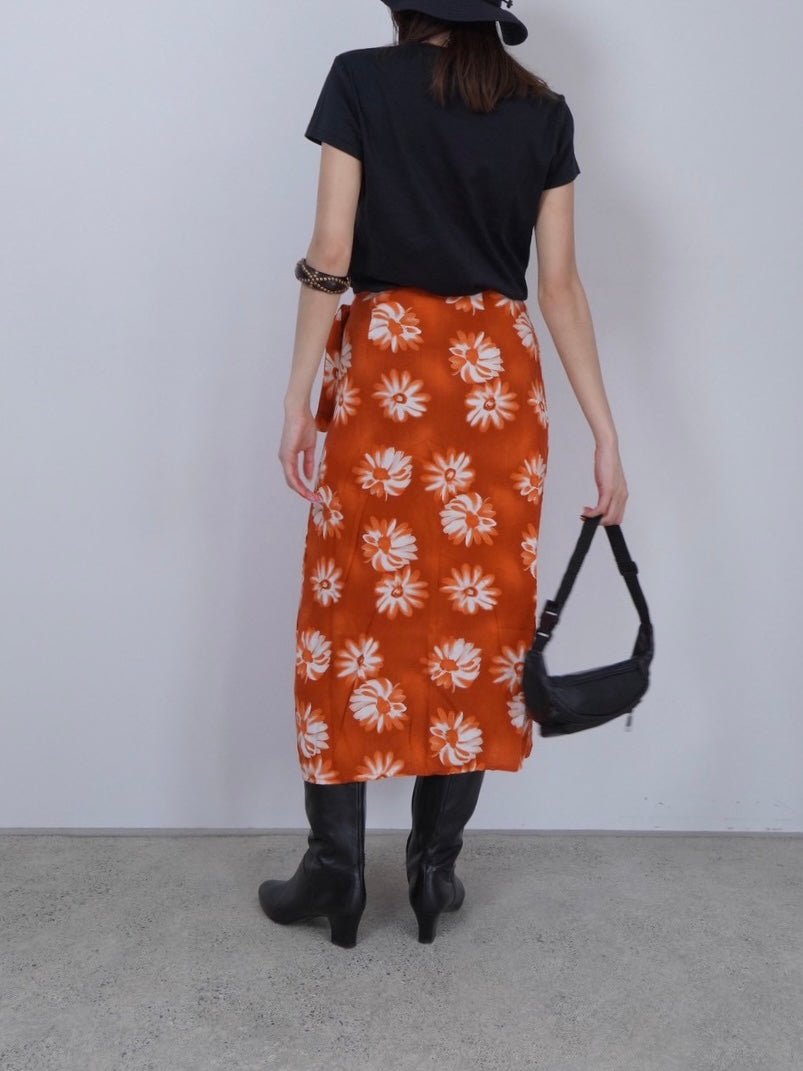 flower pattern wrap skirt