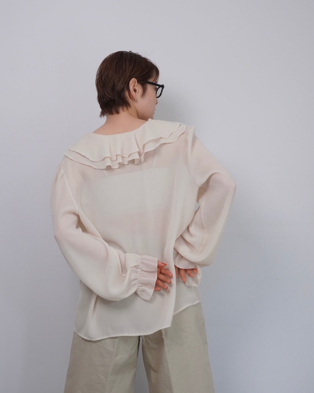 sheer frill blouse