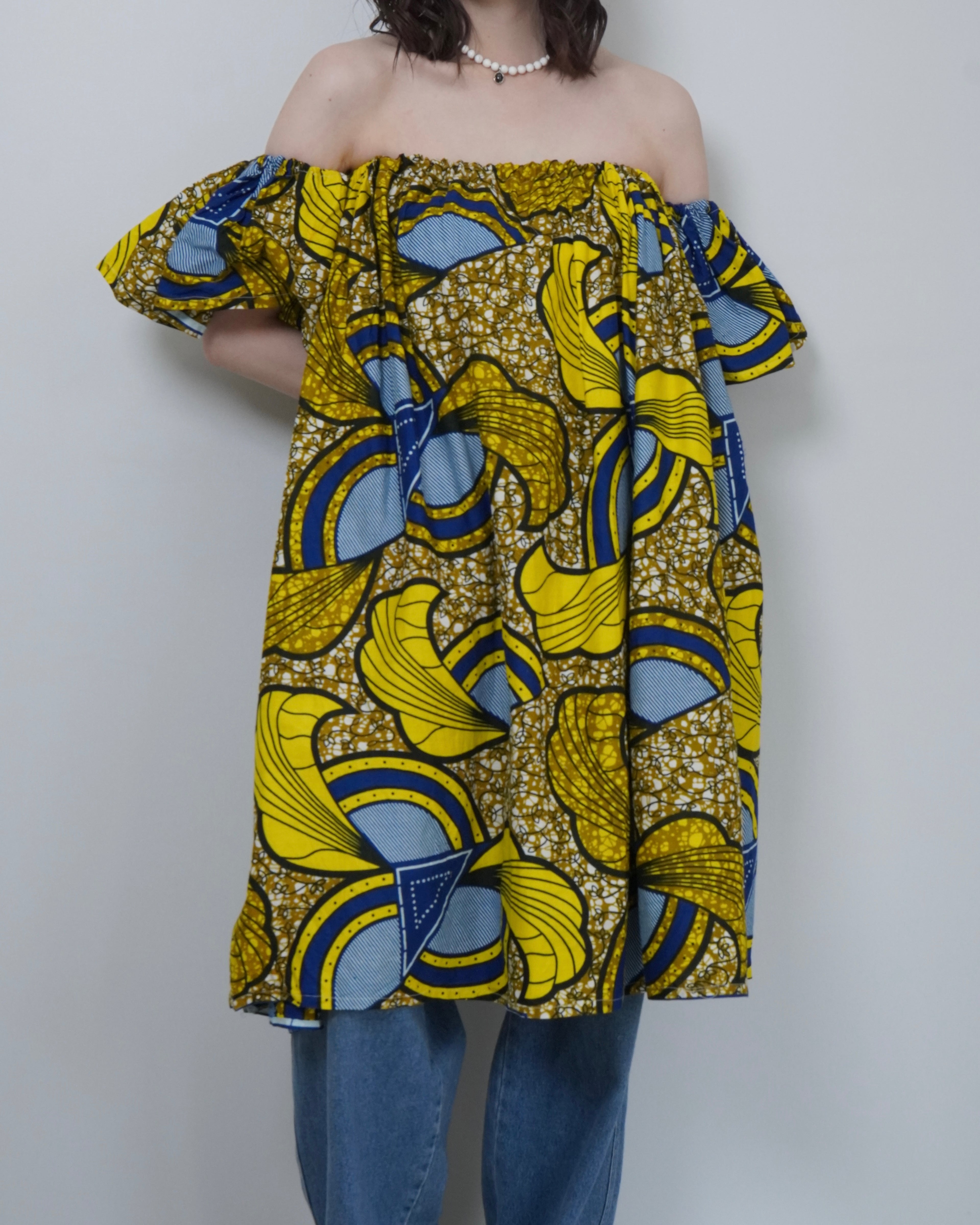 off shoulder batik one piece