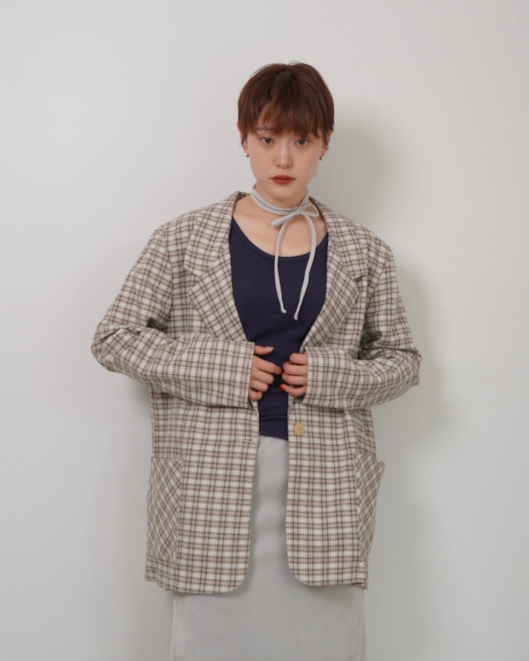 over check pattern jacket