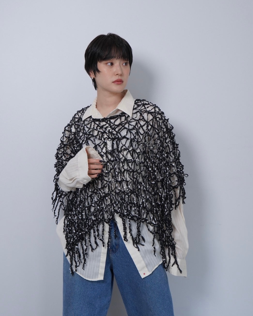 fringe design poncho