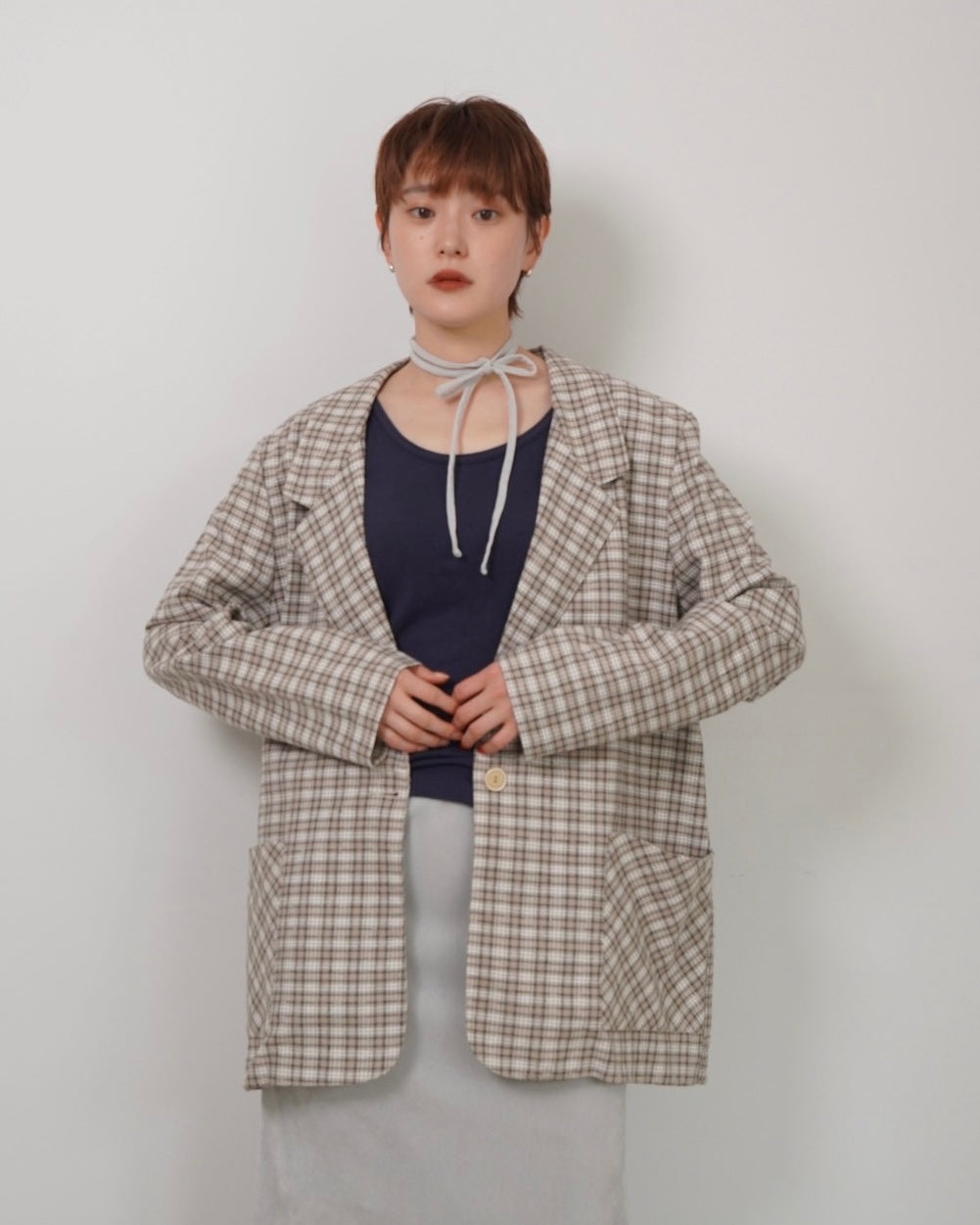 over check pattern jacket