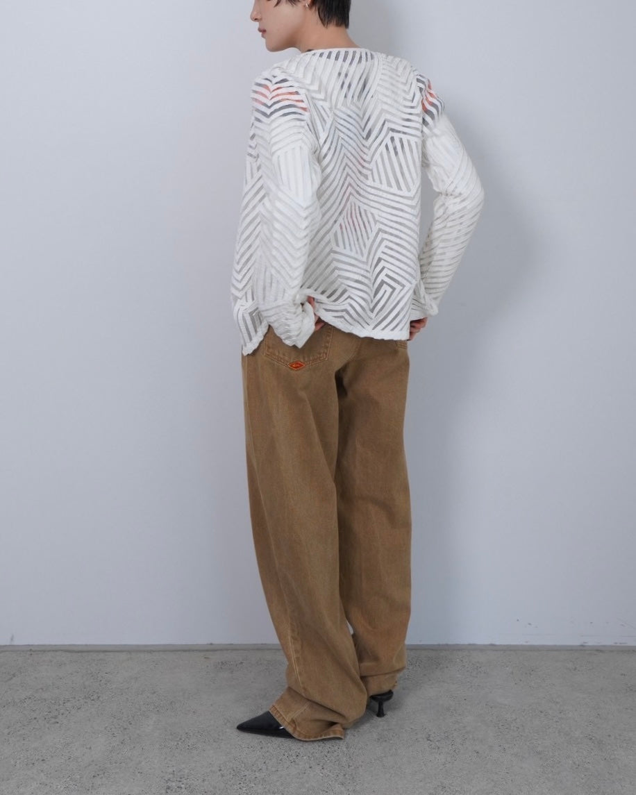 sheer design zipper blouson