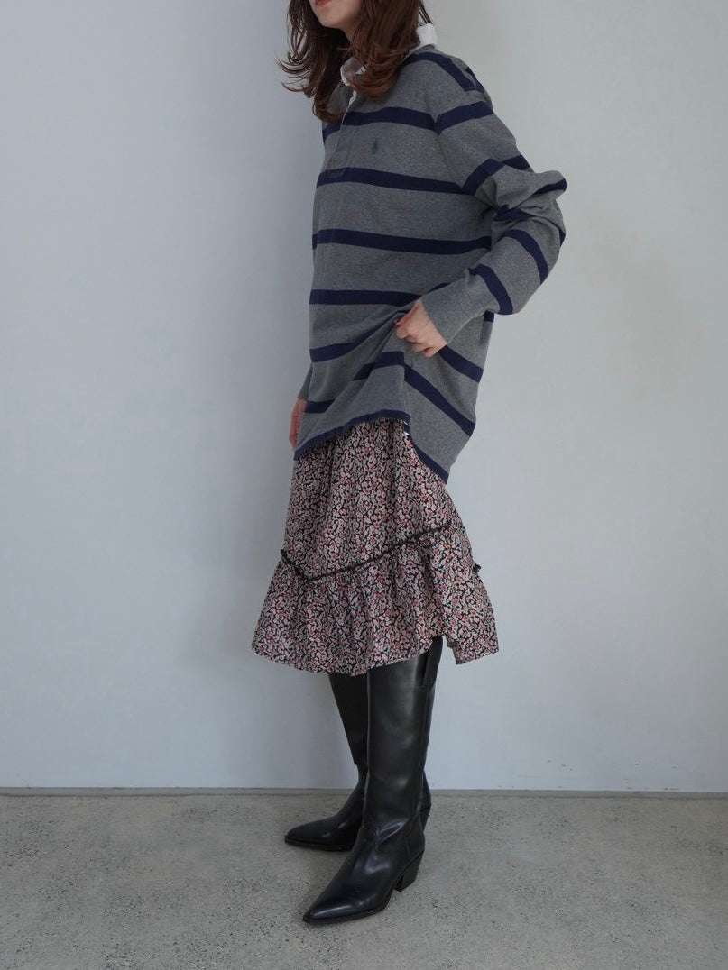 flower pattern tired skirt