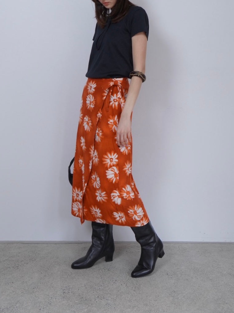 flower pattern wrap skirt