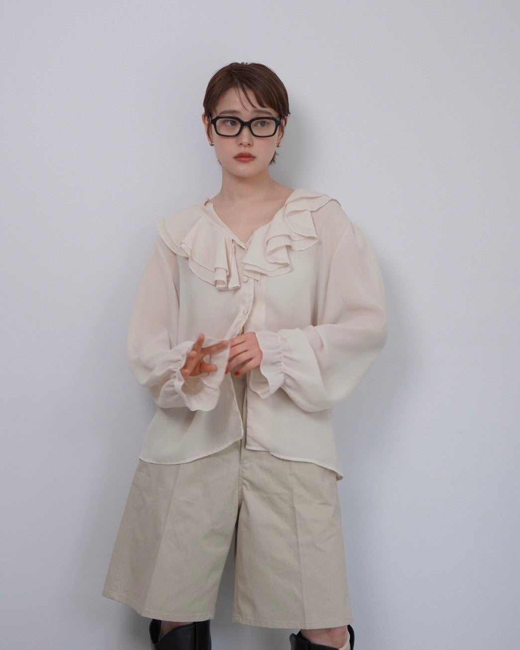 sheer frill blouse