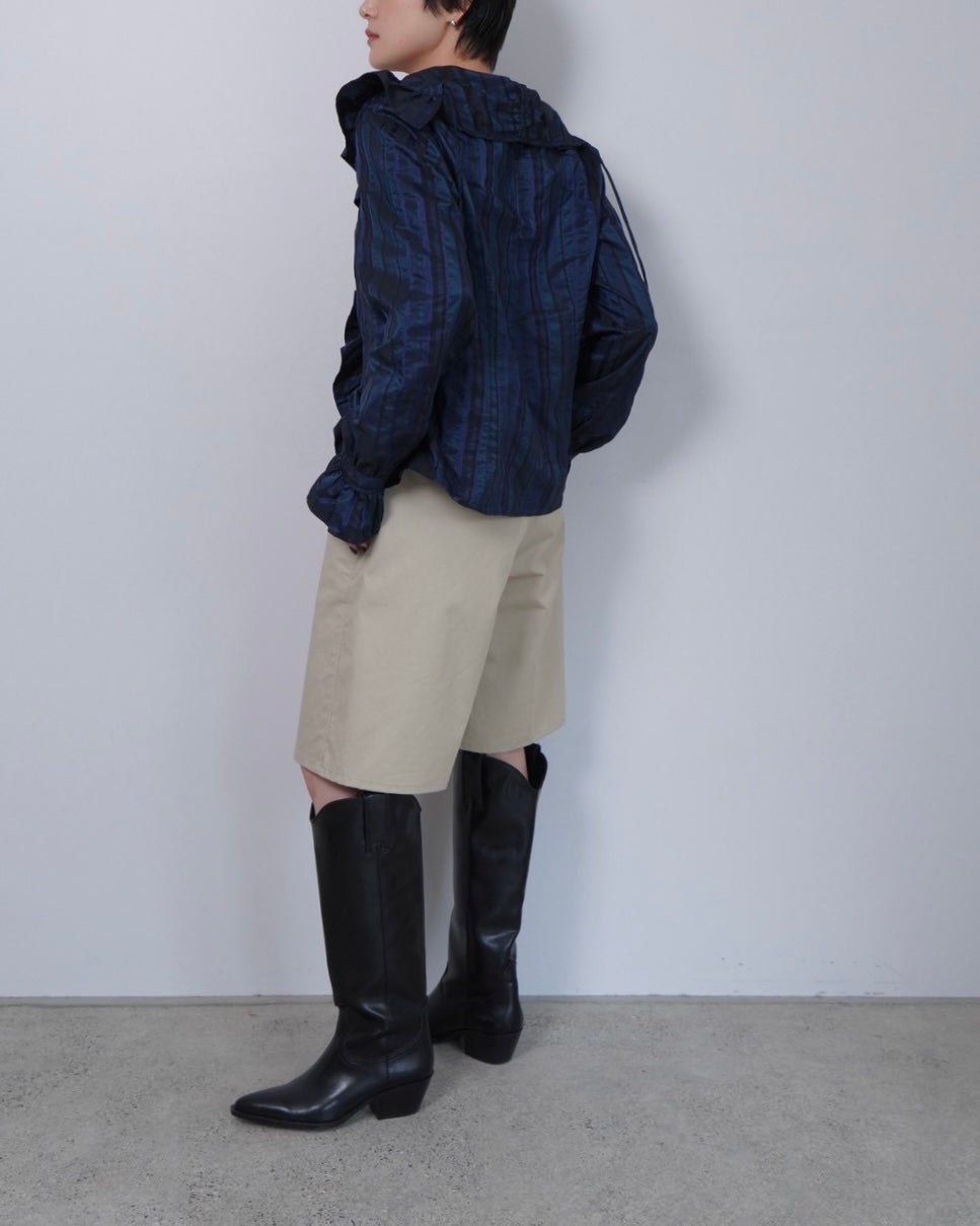 stripe frill design blouse